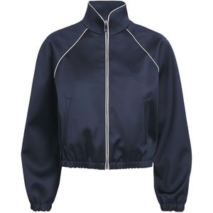 Sandro Blue Satin Piped Bomber Jacket