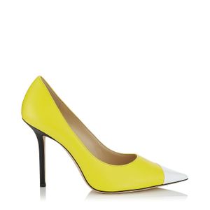 Jimmy Choo Yellow Love 100 Contrast Leather Pumps