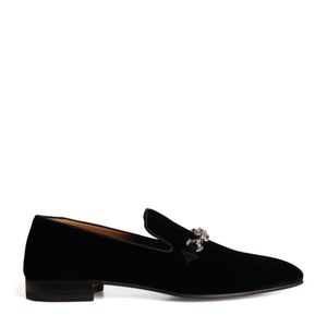 Christian Louboutin Red Equiswing Velvet Moccasin Loafers for men