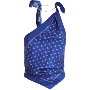 Christopher Esber Blue Silk Bandana Tie Top