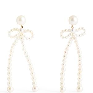 Sophie Bille Brahe White And Freshwater Pearl Bow Rosette Earrings