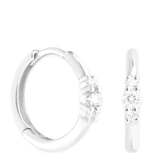 Astrid & Miyu White And Diamond Triple Stone Hoops