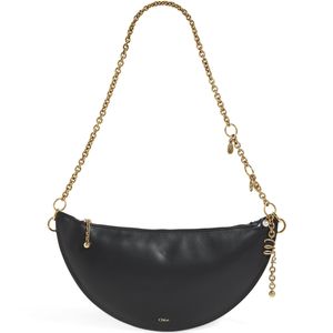 Chloé Black Leather Half-Moon Shoulder Bag