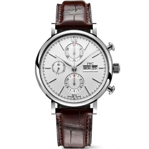 Iwc Grey Stainless Steel Portofino Chronograph Watch for men