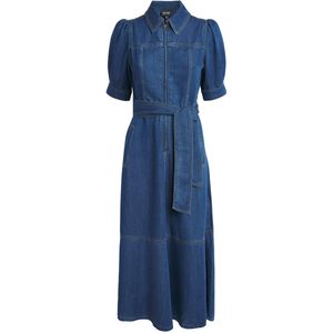 ME+EM Blue Denim Flared Midi Dress