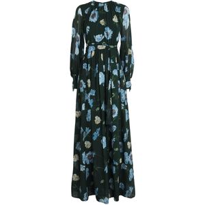 Erdem Green Silk Voile Floral Maxi Dress