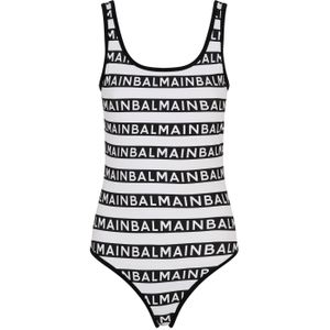 Balmain Schwarz Badeanzug mit Logo-Streifen