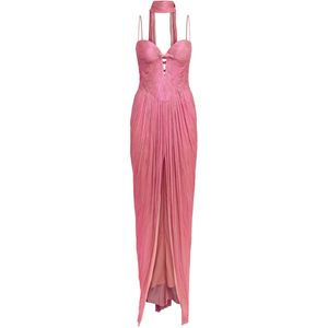 Maria Lucia Hohan Pink Silk Cut-Out Tonia Maxi Dress