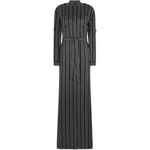 Tom Ford Black Silk Stripe Maxi Shirt Dress