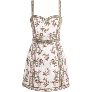 Alice + Olivia Natural Embellished Katia Mini Dress
