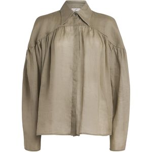 BITE STUDIOS Green Long-Sleeve Ruffled Blouse