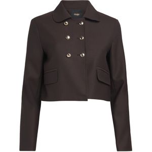Maje Black Double-Breasted Cropped Jacket