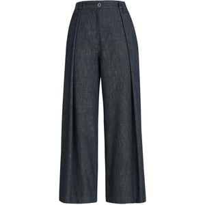 Brunello Cucinelli Blue Twill Denim-Effect Wide-Leg Trousers