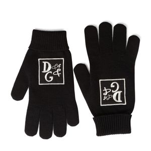 Dolce & Gabbana Knit Wool Gloves With Dg Patch in Schwarz für Herren