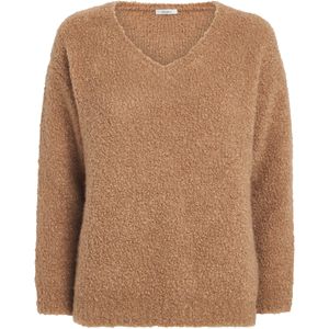 Max Mara Brown Camel Wool-Silk Bouclé Oversized Sweater