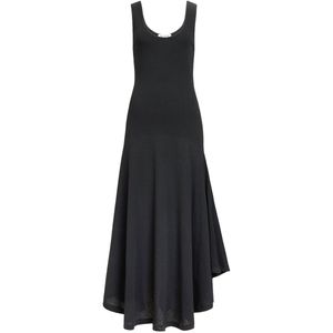 Alaïa Black Crepe Asymmetric Midi Dress