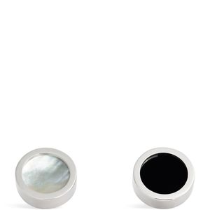 Babette Wasserman White Rhodium-Plated Reversible Disc Cufflinks for men