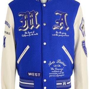 Amiri Blue Dream Team Appliquéd Wool-Blend Varsity Jacket for men