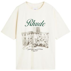 Rhude White Virgin Islands Script Printed Cotton T-Shirt for men