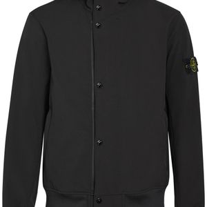 Stone Island Black Logo-Appliquéd Water-Resistant Hooded Soft Shell Jacket for men