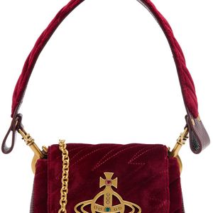 Vivienne Westwood Red Hazel Small Quilted Velvet Top Handle Bag