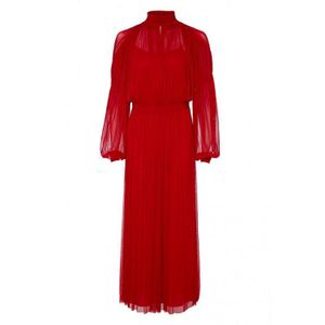 Amanda Wakeley Red Silk Tulle Midi Dress