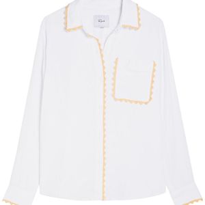 Rails White Saya Embroidered Linen-Blend Shirt