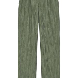 Emporio Armani Green Crinkled Straight-Leg Trousers