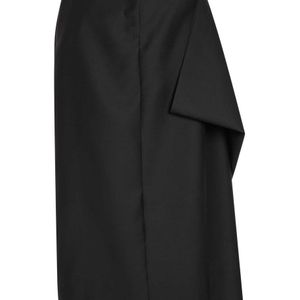 Heirlome Black Augusta Draped Wool And Silk-Blend Midi Skirt