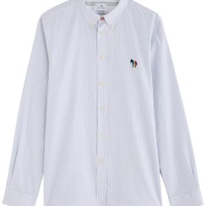 Paul Smith White Logo-Embroidered Striped Cotton Shirt for men