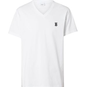 メンズ Burberry モノグラム Vネックtシャツ ホワイト