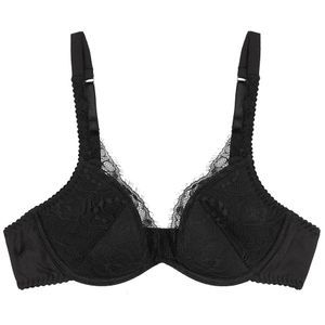 Fleur Of England Black Signature Silk-Blend Plunge Bra