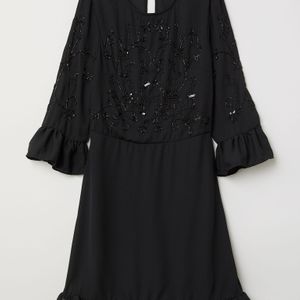 Robe avec perles fantaisie H&M en coloris Noir