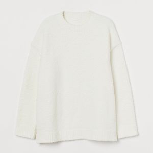 H&M Weiß Flauschiger Pullover
