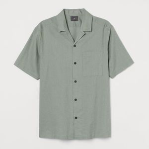 H&M Green Regular Fit Linen-blend Shirt for men
