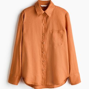 H&M Orange Leinenbluse