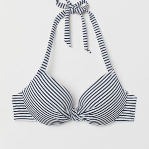 H&M Blau Wattiertes Bikinitop