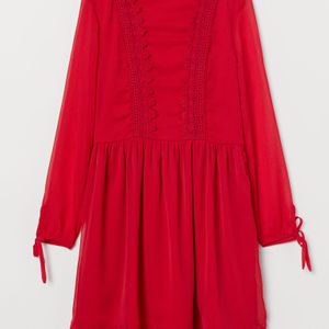 Robe en mousseline H&M en coloris Rouge