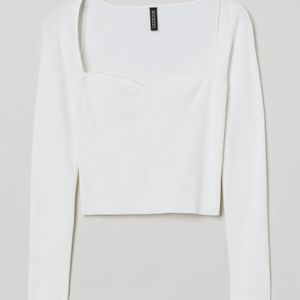 H&M White Ribbed Top