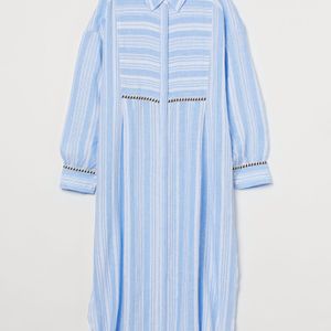 Robe chemise en lin H&M en coloris Bleu