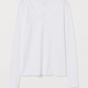 H&M Weiß Shirt mit V-Ausschnitt