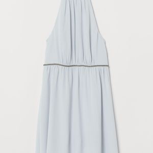H&M Blau Kleid mit Perlenstickerei