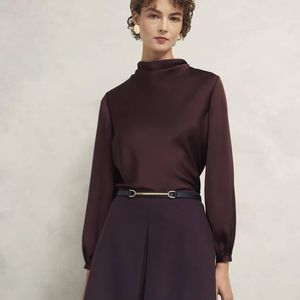 Hobbs Purple Lulworth Satin Blouse