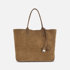 Hogan Brown Script Shopping Bag Medium