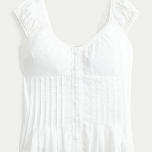 Hollister White V-neck Pintuck Top