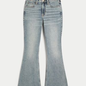 Hollister Blue High-rise Medium Wash Flare Jeans