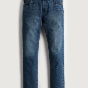Hollister Blue Dark Wash Slim Straight Jeans for men