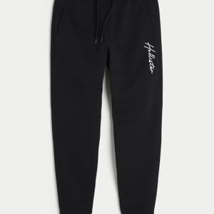 Hollister Black Relaxed Fleece Logo Joggers for men