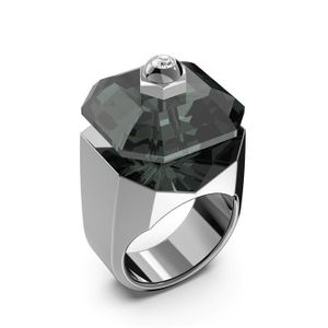 Swarovski Metallic Numina Cocktail Ring, Octagon Cut, Black, Ruthenium Plated