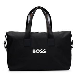 Boss Black Contrast-logo Holdall With Signature-stripe Handles